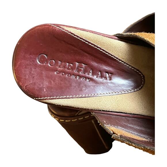 Cole Haan Country Suede Leather Clogs Size 7B Chunky Platform Slip On Mule - Picture 11 of 14